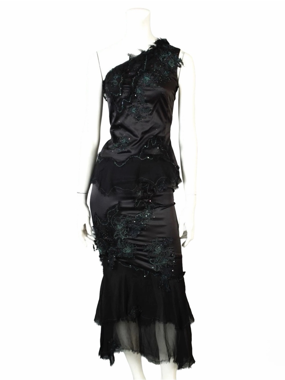 Mandalay Y2K Vintage Archival 2pc Gown One Shoulder Embellished Mermaid Red Carp